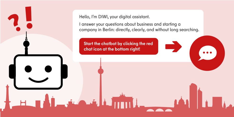Bild mit einer Grafik zum DIWI-Chatbot als Computer mit Gesicht