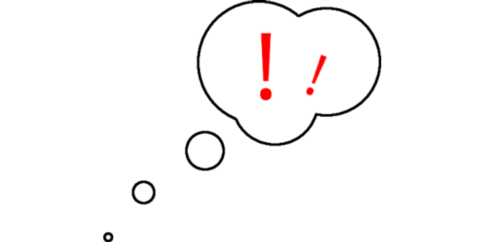 Gedankenblase mit Ausrufezeichen