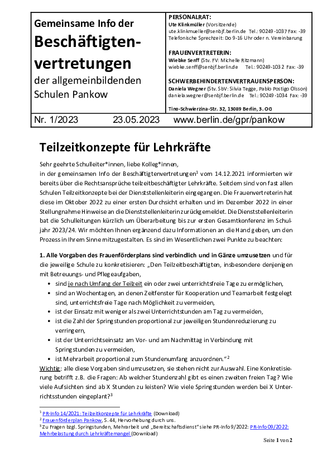 01/2023: Teilzeitkonzepte für Lehrkräfte