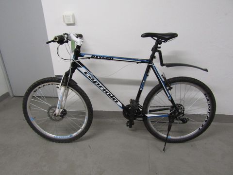 Blau-weißes Herrenfahrrad