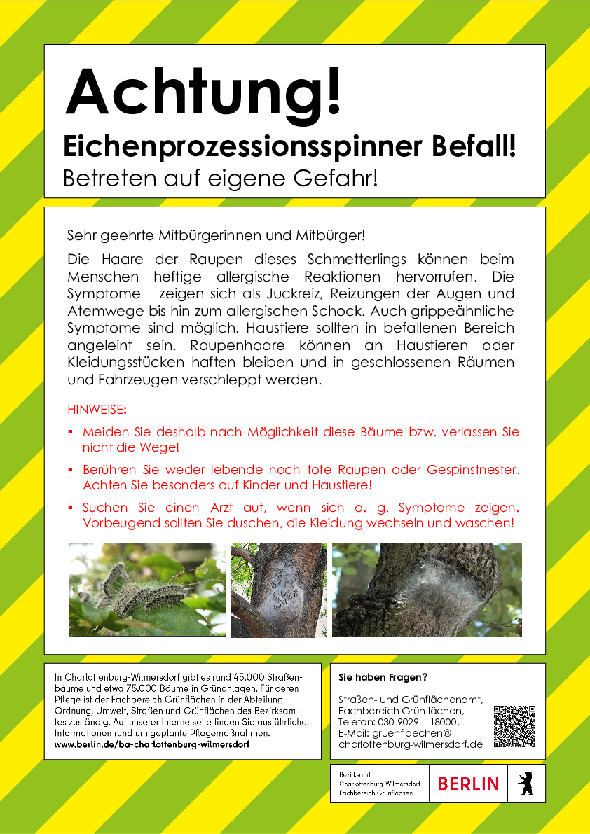Schild Warnung Eichenprozessionsspinner 2025