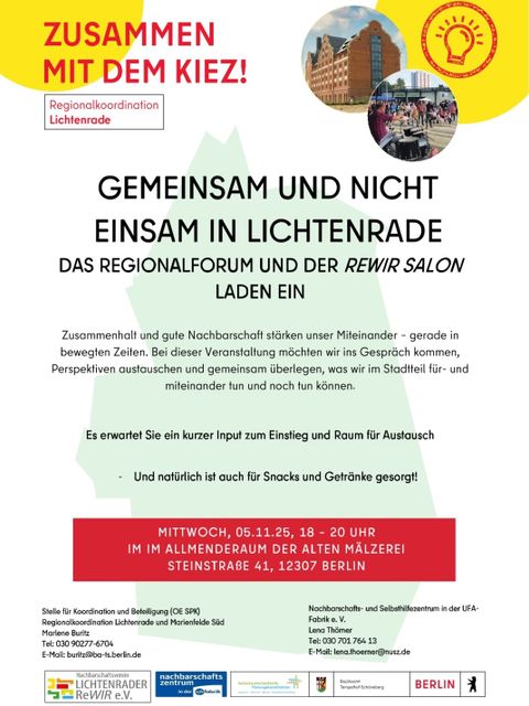 Plakat „Gemeinsam und nicht einsam in Lichtenrade“