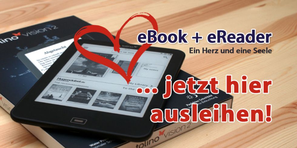 Werbeplakat mit Tolino und der Aufschrift Jetzt ausleihen