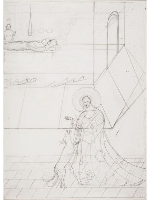 Jürgen Köhler: Franz füttert den Hund, 2016, Bleistift auf Papier, 38,6 x 27,5 cm (Bild: Jürgen Köhler)