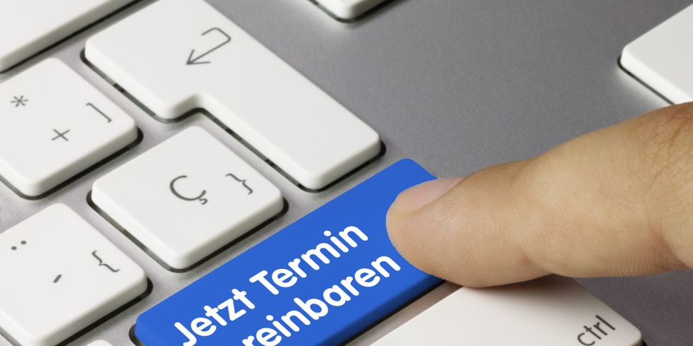Computertaste mit dem Text "Termin vereinbaren"