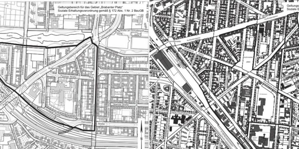 Die zwei neuen Milieuschutzgebiete: Brabanter Platz und Wilmersdorf West.