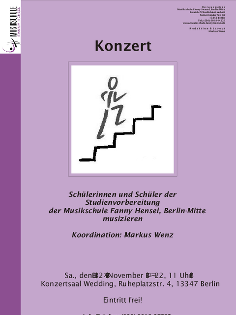 Plakat Konzert Studienvorbereitung 12.11.2022