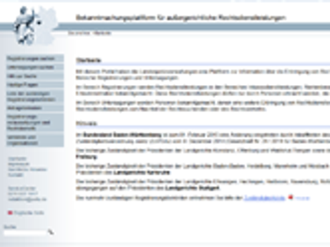 Screenshot der Webseite des Rechtsdienstleistungsregisters