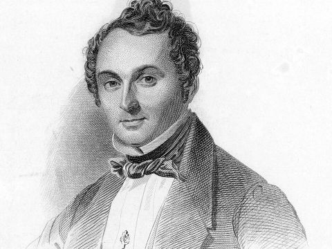 Stahlstich aus dem Jahr 1835 in schwarz-weiß, zeigt frontal den Komponisten Albert Lortzing.