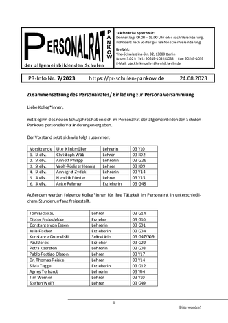 07/2023: Personelle Veränderungen im Personalrat