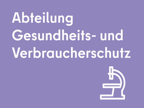 Abteilung Gesundheits- und Verbraucherschutz mit Mikroskop Icon