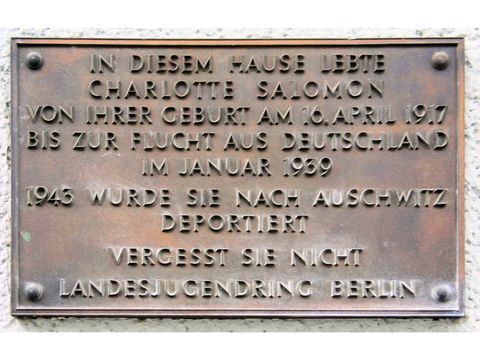 Gedenktafel Charlotte Salomon Wielandstr 15, Berlin