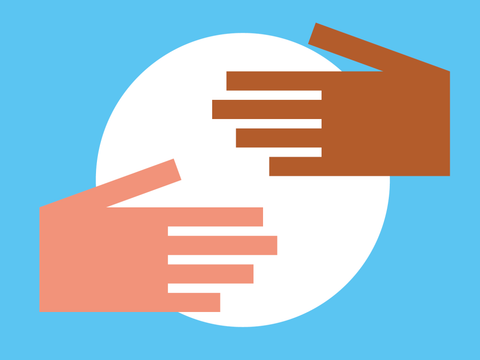 Grafik zweier Händer, die etwas austauschen