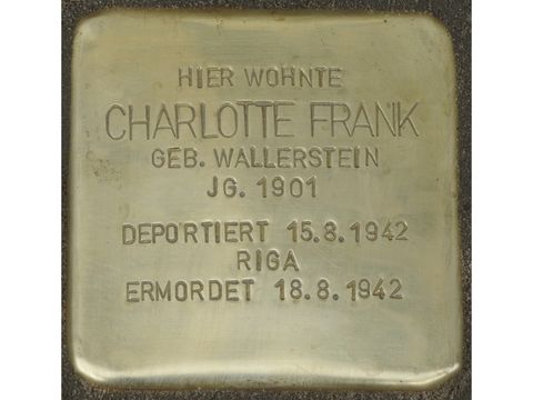 Stolperstein für Charlotte Frank (Bild: Stolpersteine-Initiative CW, Hupka)