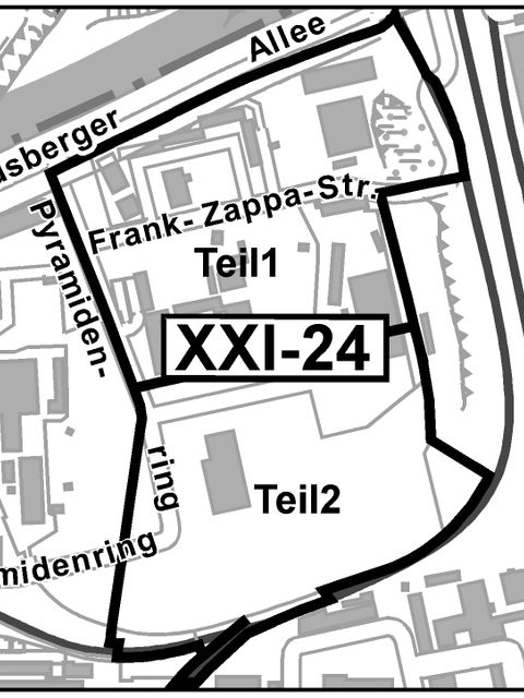 Kartendarstellung des Geltungsbereichs des Bebauungsplans XXI-24
