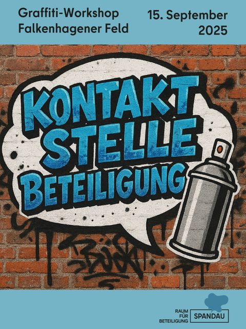 Ankündigung Graffiti-Workshop Falkenhagener Feld 15. September 2025 Kontaktstelle Beteiligung