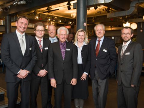 Veranstalter der Wirtschaftgespräche Berlin Südwest 2013, von links: Michael Pawlik - Wirtschaftsförderung, Marc Pappert - Berlin Partner, Klaus-M. Grünke - Regionalmanagement Berlin SUEDWEST (RMSW), Bezirksbürgermeister Norbert Kopp, sowie vom Regionalmanagement Berlin SUEDWEST: Izabela Specht-Schöbel, Dr. Reinhard Baumgarten, Sebastian Clausert