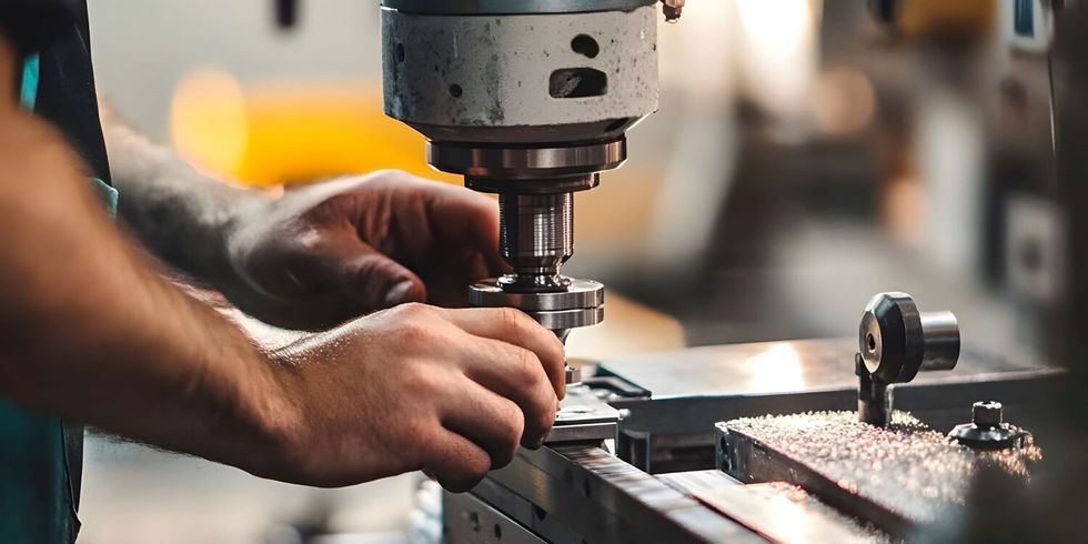 Mann arbeitet mit Fräsmaschine