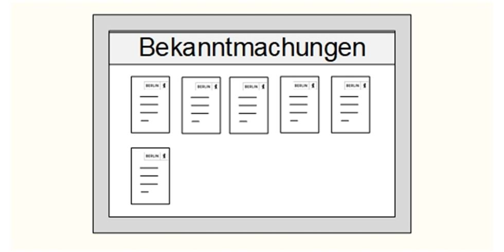 Piktogramm eines Schaukastens für Bekanntmachungen