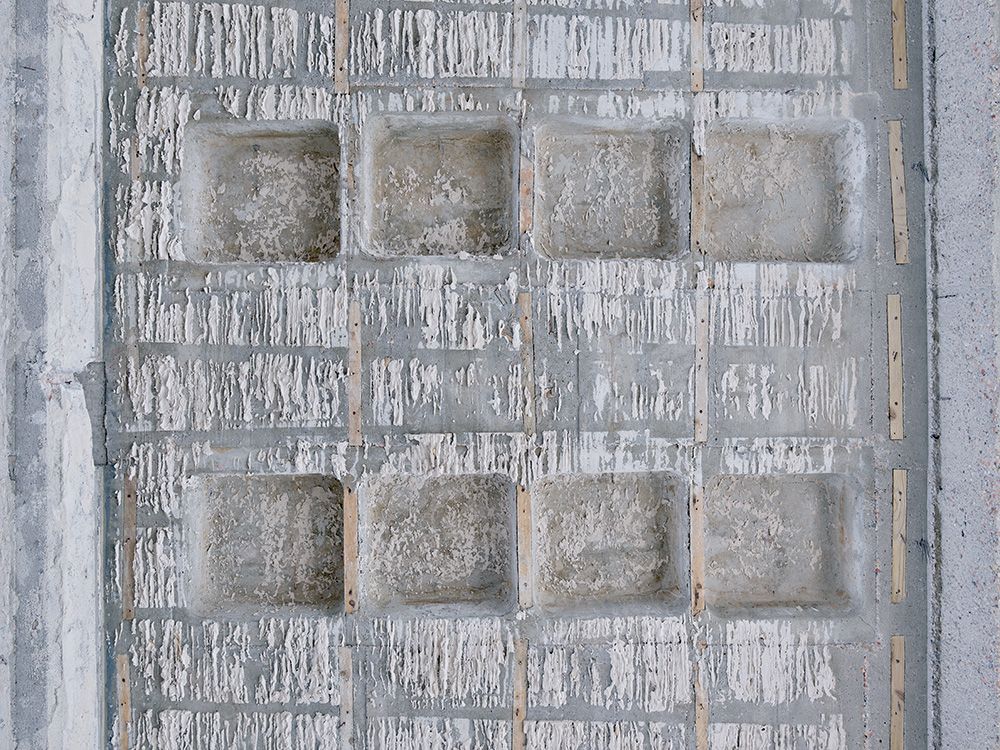 Ansicht der Decke während der Betonsanierung (Detail), Juli 2021