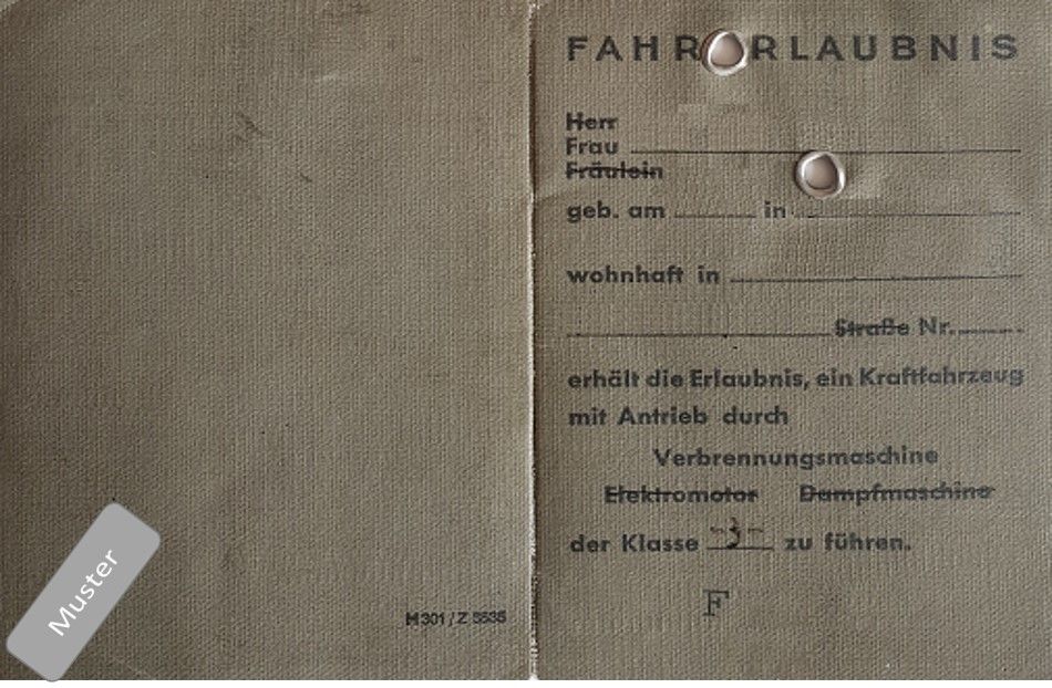 Füherscheinmodell in der DDR von 1949 bis 31.12.1967 (Variante 1)