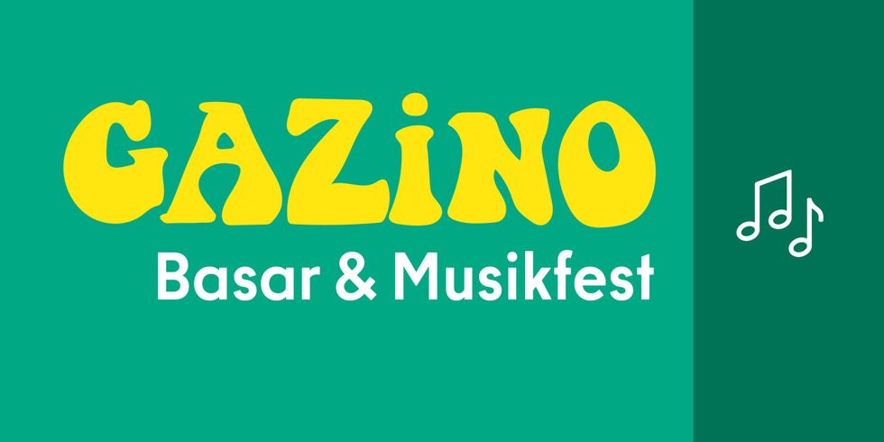 Grafik mit dem Text "Gazino, Basar und Musikfest"