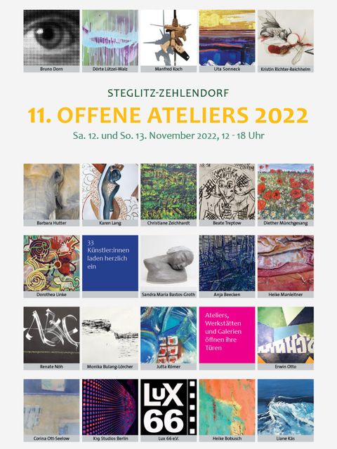 Flyer der 11. OFFENE ATELIERS in Steglitz-Zehlendorf 2022 (Bild: Ulrike von Paczkowski)