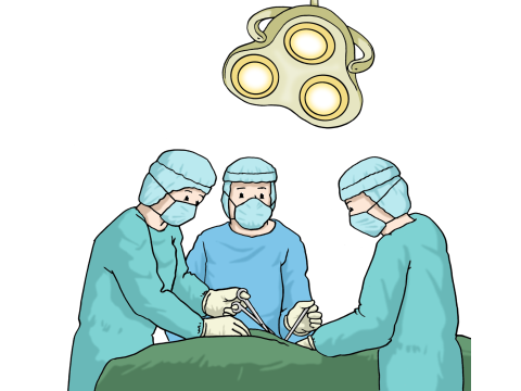 Drei Personen beim Operieren