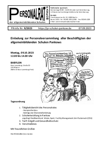09/2023: Einladung zur Personalversammlung