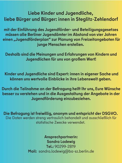 Flyer Rückseite: Jugend-Beteiligungs-Wochen (Bild: Bezirksamt Steglitz-Zehlendorf)