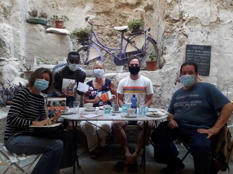 Treffen mit SEND (links Elena Milio und Ousman Drammeh)