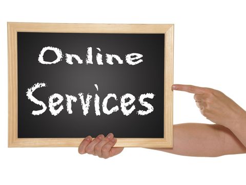 Tafel mit der Aufschrift Online Services
