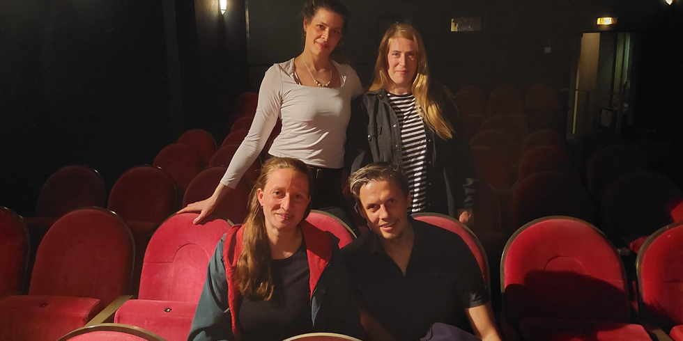 Helena Jansen, Bezirksamt Friedrichshain-Kreuzberg, Eva Hein, Bezirksamt Neukölln, Regisseurin Lilith Kugler und der Hauptdarsteller Chris im Kino Moviemento