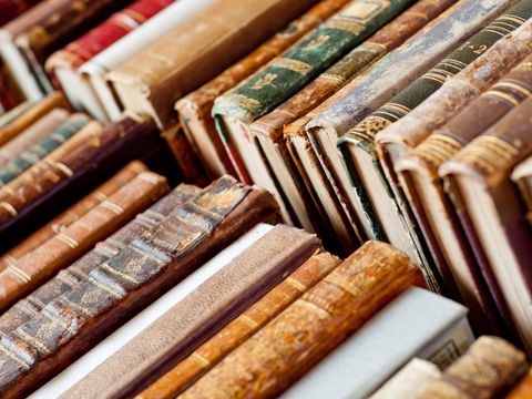 Ein Bild gefüllt mit alten Bücherrücken