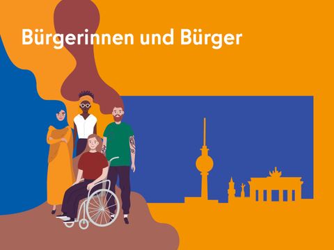Illustration zeigt Menschen unterschiedlicher Herkunft, Aussehen und mit Hindernissen an