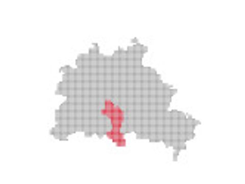 Grafische Darstellung von Berlin mit der Markierung vom Bezirk Tempelhof-Schöneberg