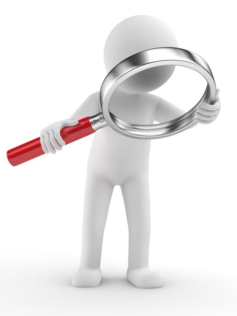 Abstrakte Darstellung eines Männchens mit Lupe