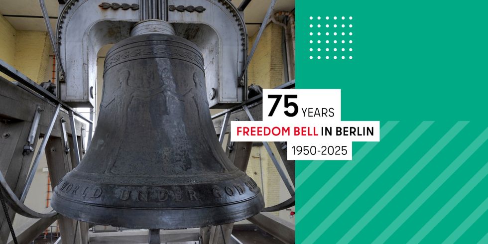 Banner 75 Years Freedom Bell in Berlin
