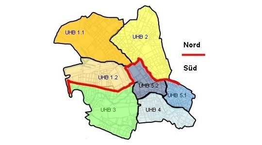 Übersicht der Unterhaltungsbezirke des Straßen- und Grünflächenamtes Mitte von Berlin (Bild: Fachbereich 4 - Straßenunterhaltung, Straßenaufsicht)