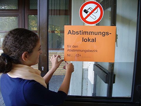 Das Abstimmungslokal ist markiert