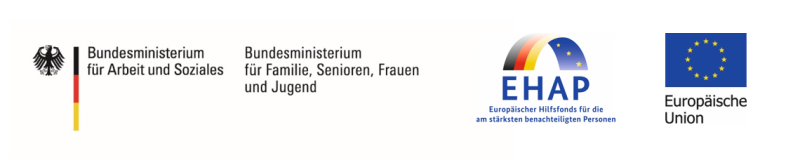 Logoleiste EHAP II: Logos von dem BMAS, BMFSFJ, EHAP und der EU