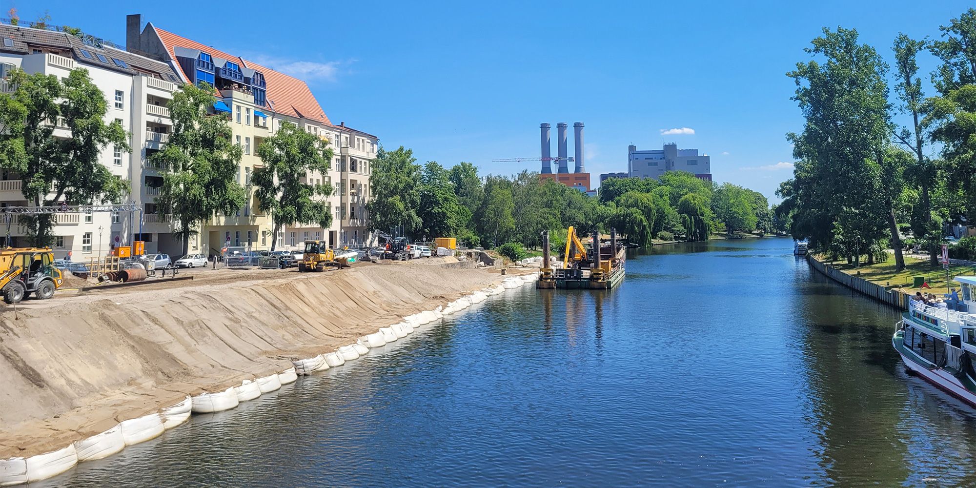 Bonhoefferufer, Arbeitsebene oberhalb und Einbau Verbauträger