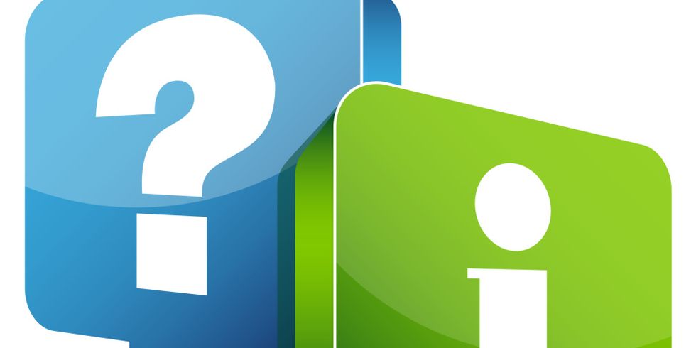 Illustration Sprechblasen mit Fragezeichen und Info