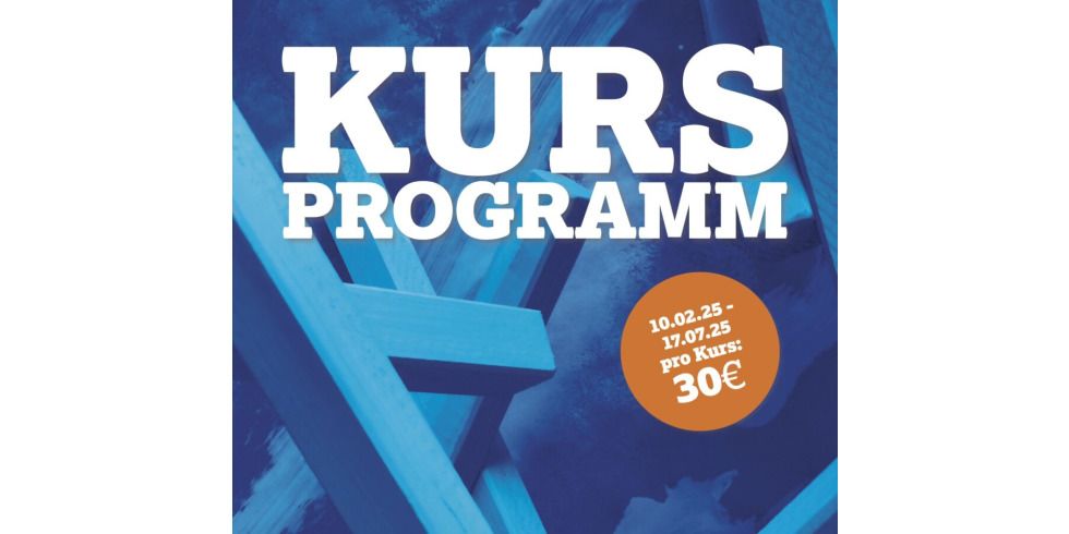 Plakatfoto mit der Aufschrift "Kursprogamm" der Jugendkunstschule Charlottenburg-Wilmersdorf