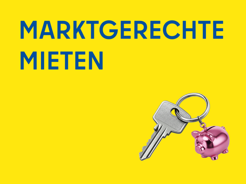 Marktgerechte Mieten (Schlüssel mit Sparschwein-Anhänger)