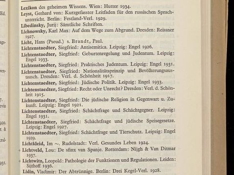 Eine Seite aus der gedruckten Liste von 1939