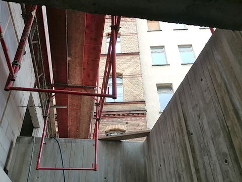 Blick auf die Baustlelle des Stadtteilzentrums Frieder