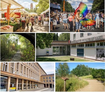 Fotocollage aus Sehenswürdigkeiten im Bezirk Tempelhof-Schöneberg