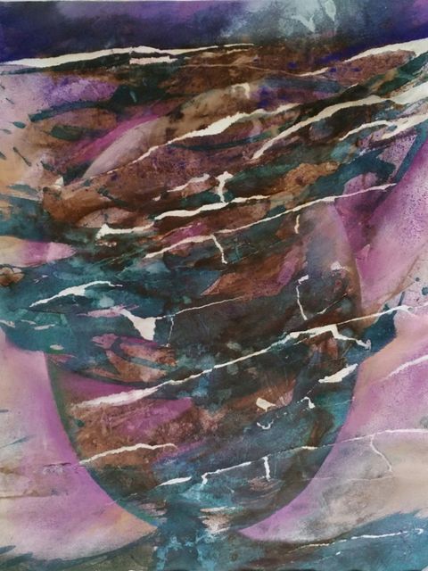 Beate Nowak: Verwirrtes Oval, 2020, Collage und Pastellfarbe, 65 cm x 50 cm, (Bild: Beate Nowak)