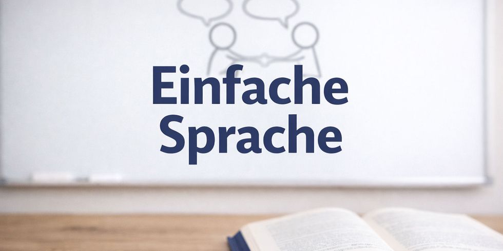 Text Einfache Sprache mit Buch und Grafik